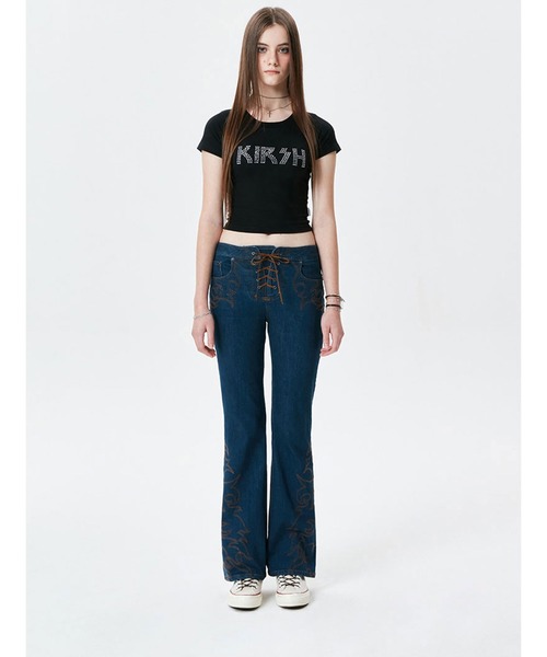 KIRSH(キルシー)の「KIRSH GLITTERING LOGO T-SHIRTS KS/ ラインストーングリッターロゴクロップド丈 半袖Tシャツ(Tシャツ/カットソー・レディース・ピンク/ブラック・ONE SIZE)」の17枚目の写真
