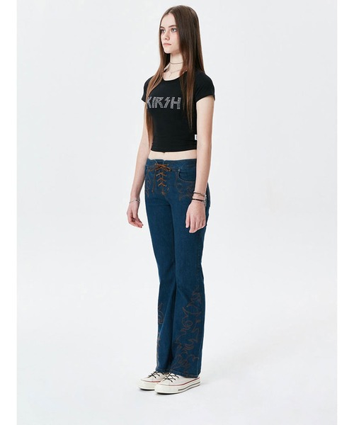 KIRSH(キルシー)の「KIRSH GLITTERING LOGO T-SHIRTS KS/ ラインストーングリッターロゴクロップド丈 半袖Tシャツ(Tシャツ/カットソー・レディース・ピンク/ブラック・ONE SIZE)」の20枚目の写真