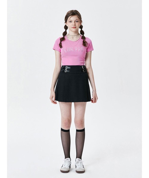 KIRSH(キルシー)の「KIRSH GLITTERING LOGO T-SHIRTS KS/ ラインストーングリッターロゴクロップド丈 半袖Tシャツ(Tシャツ/カットソー・レディース・ピンク/ブラック・ONE SIZE)」の14枚目の写真