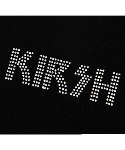 KIRSH(キルシー)の「KIRSH GLITTERING LOGO T-SHIRTS KS/ ラインストーングリッターロゴクロップド丈 半袖Tシャツ(Tシャツ/カットソー・レディース・ピンク/ブラック・ONE SIZE)」の6枚目の写真