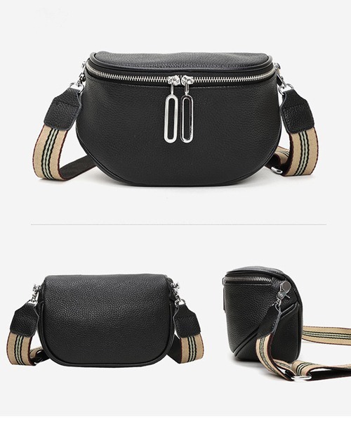 Fun & Daily（ファンアンドデイリー）の「Cow Leather Body Bag（ボディバッグ/ウエストポーチ・レディース・ブラック/グリーン・FREE）」の4枚目の写真