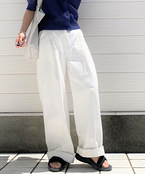 Q(キュー)の「センタープレスストレートパンツ(その他パンツ・レディース・アイボリー/ベビーピンク・MEDIUM/SMALL)」の8枚目の写真