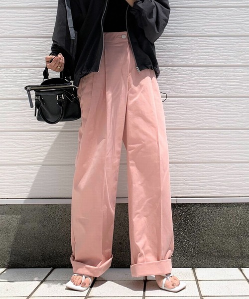 Q(キュー)の「センタープレスストレートパンツ(その他パンツ・レディース・アイボリー/ベビーピンク・MEDIUM/SMALL)」の7枚目の写真