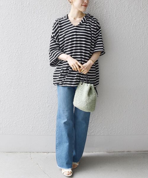 SHIPS any(シップス エニィ)の「SHIPS any:〈ウォッシャブル〉ブークレ フーディー プルオーバー◇(Tシャツ/カットソー・レディース・ブラック/ネイビー・ONE SIZE)」の8枚目の写真