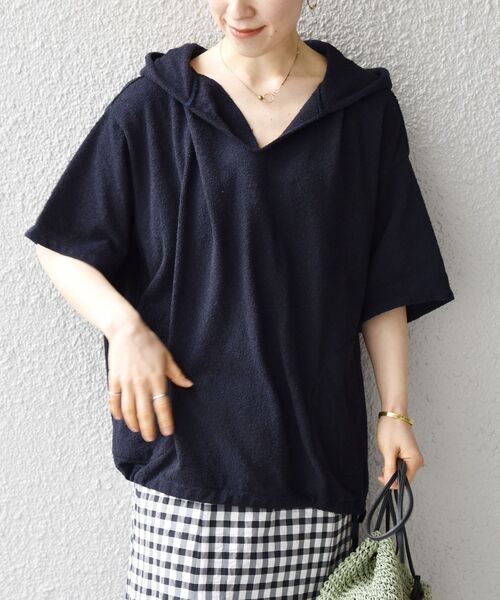 SHIPS any(シップス エニィ)の「SHIPS any:〈ウォッシャブル〉ブークレ フーディー プルオーバー◇(Tシャツ/カットソー・レディース・ブラック/ネイビー・ONE SIZE)」の6枚目の写真