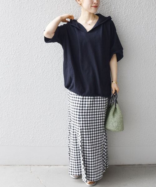 SHIPS any(シップス エニィ)の「SHIPS any:〈ウォッシャブル〉ブークレ フーディー プルオーバー◇(Tシャツ/カットソー・レディース・ブラック/ネイビー・ONE SIZE)」の4枚目の写真