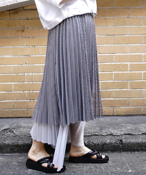 AULA AILA（アウラアイラ）の「AULA AILA（アウラ アイラ）別注コンビネーションプリーツスカート（スカート・レディース・ネイビー/グレー・FREE）」の13枚目の写真