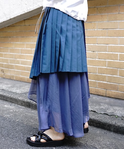 AULA AILA（アウラアイラ）の「AULA AILA（アウラ アイラ）別注コンビネーションプリーツスカート（スカート・レディース・ネイビー/グレー・FREE）」の8枚目の写真