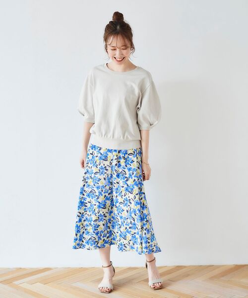 le.coeur blanc（ルクールブラン）の「カラフルフラワーフレアスカート（スカート・レディース・ブルー系その他4/ホワイト系その他2・38）」の13枚目の写真