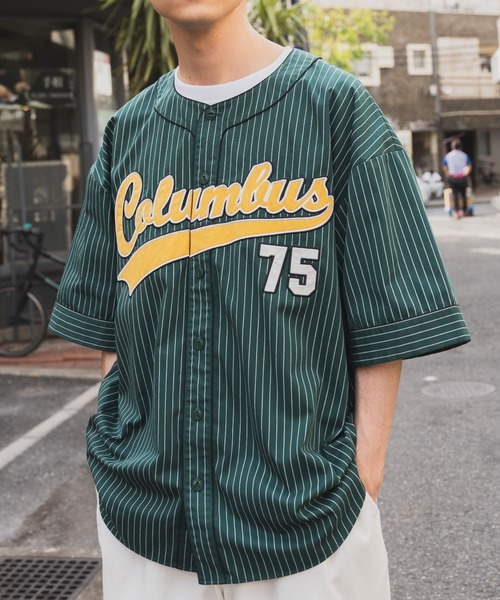 WEGO（ウィゴー）の「WEGO/スタジアムBIGシャツ（シャツ/ブラウス・メンズ・パープル系その他4/ホワイト系その他4/グリーン系その他4・MEDIUM/LARGE）」の3枚目の写真