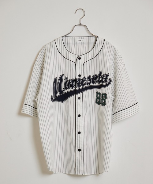 WEGO（ウィゴー）の「WEGO/スタジアムBIGシャツ（シャツ/ブラウス・メンズ・パープル系その他4/ホワイト系その他4/グリーン系その他4・MEDIUM/LARGE）」の8枚目の写真