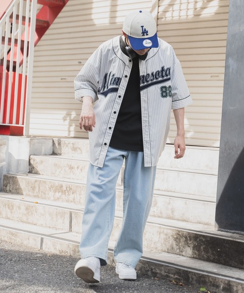 WEGO（ウィゴー）の「WEGO/スタジアムBIGシャツ（シャツ/ブラウス・メンズ・パープル系その他4/ホワイト系その他4/グリーン系その他4・MEDIUM/LARGE）」の12枚目の写真