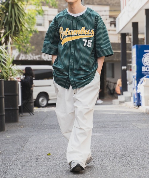 WEGO（ウィゴー）の「WEGO/スタジアムBIGシャツ（シャツ/ブラウス・メンズ・パープル系その他4/ホワイト系その他4/グリーン系その他4・MEDIUM/LARGE）」の15枚目の写真