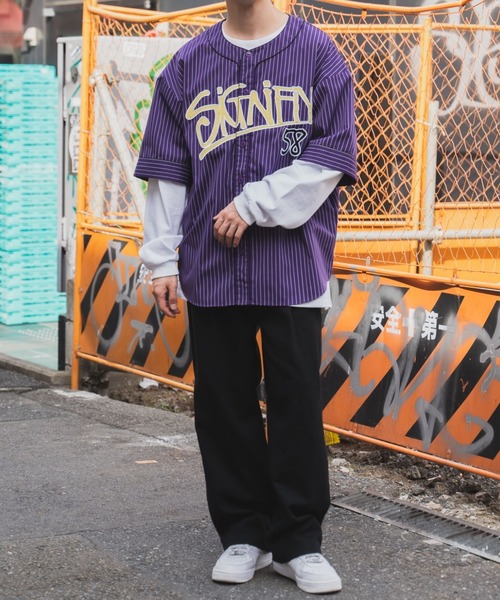 WEGO（ウィゴー）の「WEGO/スタジアムBIGシャツ（シャツ/ブラウス・メンズ・パープル系その他4/ホワイト系その他4/グリーン系その他4・MEDIUM/LARGE）」の17枚目の写真