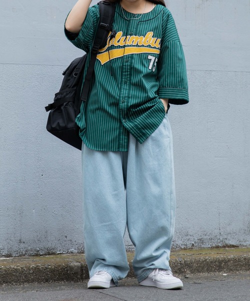 WEGO（ウィゴー）の「WEGO/スタジアムBIGシャツ（シャツ/ブラウス・メンズ・パープル系その他4/ホワイト系その他4/グリーン系その他4・MEDIUM/LARGE）」の22枚目の写真