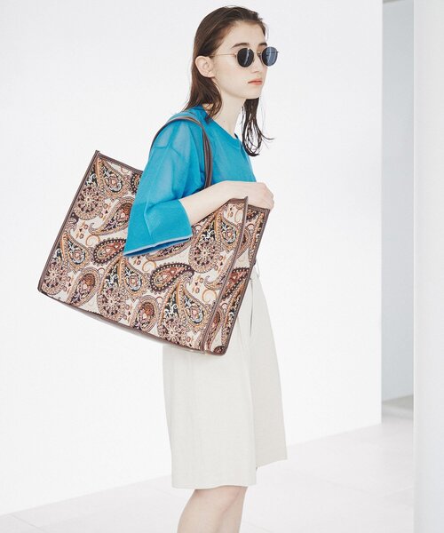 THE SHOP TK （ザ ショップ ティーケー ）の「◆ビッグリゾートトート（トートバッグ・レディース・ライトベージュ/ホワイト系8/ワイン系2・00）」の3枚目の写真