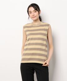 unfil | unfil | ボーダーノースリーブTシャツ WOMEN(Tシャツ/カットソー)