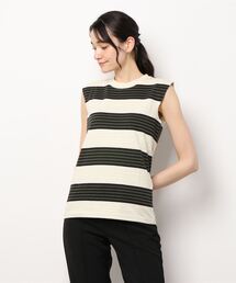unfil | unfil | ボーダーノースリーブTシャツ WOMEN(Tシャツ/カットソー)