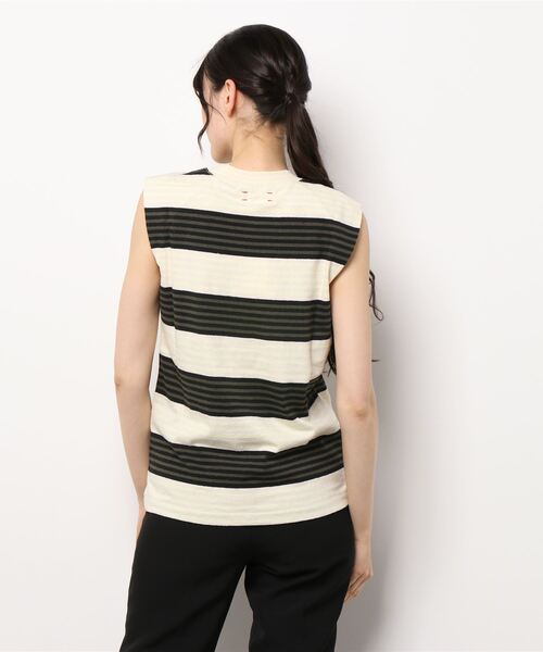 UNFIL（アンフィル）の「unfil | ボーダーノースリーブTシャツ WOMEN（Tシャツ/カットソー・レディース・イエロー系その他/ホワイト系その他5・0）」の3枚目の写真