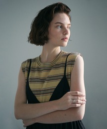 UNFIL | unfil | ボーダーノースリーブTシャツ WOMEN(Tシャツ/カットソー)