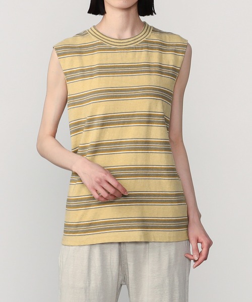 UNFIL（アンフィル）の「unfil | ボーダーノースリーブTシャツ WOMEN（Tシャツ/カットソー・レディース・イエロー系その他/ホワイト系その他5・0）」の9枚目の写真