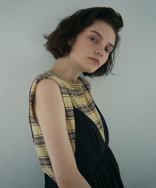 UNFIL（アンフィル）の「unfil | ボーダーノースリーブTシャツ WOMEN（Tシャツ/カットソー・レディース・イエロー系その他/ホワイト系その他5・0）」の7枚目の写真