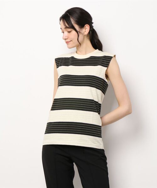 UNFIL（アンフィル）の「unfil | ボーダーノースリーブTシャツ WOMEN（Tシャツ/カットソー・レディース・イエロー系その他/ホワイト系その他5・0）」の21枚目の写真