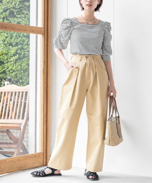mysty woman(ミスティウーマン)の「ボリュームタックワイドパンツ 285930(その他パンツ・レディース・ホワイト/ベージュ/オレンジ・FREE)」の15枚目の写真