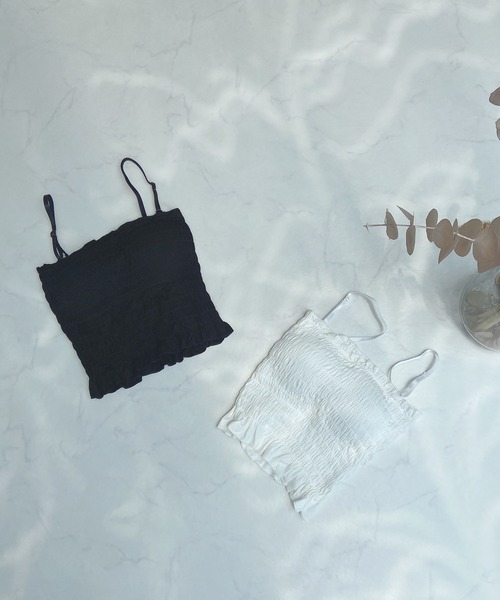 AS KNOW AS plus（アズノゥアズプラス）の「●カップ付シャーリングキャミソール（キャミソール・レディース・ブラック/ブラウン/グレー/オフホワイト/カーキ・FREE）」の12枚目の写真