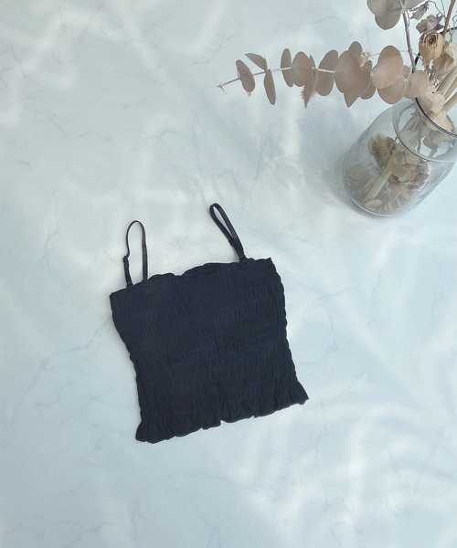 AS KNOW AS plus（アズノゥアズプラス）の「●カップ付シャーリングキャミソール（キャミソール・レディース・ブラック/ブラウン/グレー/オフホワイト/カーキ・FREE）」の15枚目の写真