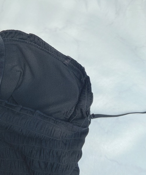 AS KNOW AS plus（アズノゥアズプラス）の「●カップ付シャーリングキャミソール（キャミソール・レディース・ブラック/ブラウン/グレー/オフホワイト/カーキ・FREE）」の6枚目の写真