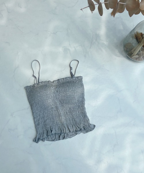 AS KNOW AS plus（アズノゥアズプラス）の「●カップ付シャーリングキャミソール（キャミソール・レディース・ブラック/ブラウン/グレー/オフホワイト/カーキ・FREE）」の9枚目の写真