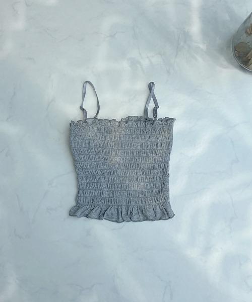 AS KNOW AS plus（アズノゥアズプラス）の「●カップ付シャーリングキャミソール（キャミソール・レディース・ブラック/ブラウン/グレー/オフホワイト/カーキ・FREE）」の14枚目の写真