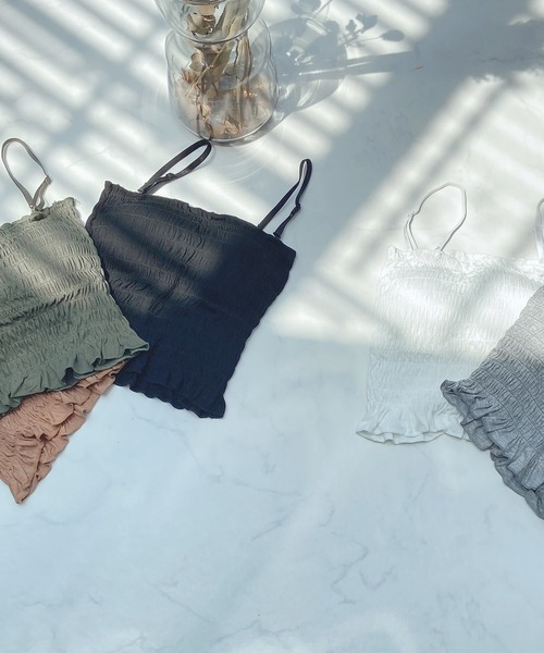 AS KNOW AS plus（アズノゥアズプラス）の「●カップ付シャーリングキャミソール（キャミソール・レディース・ブラック/ブラウン/グレー/オフホワイト/カーキ・FREE）」の18枚目の写真