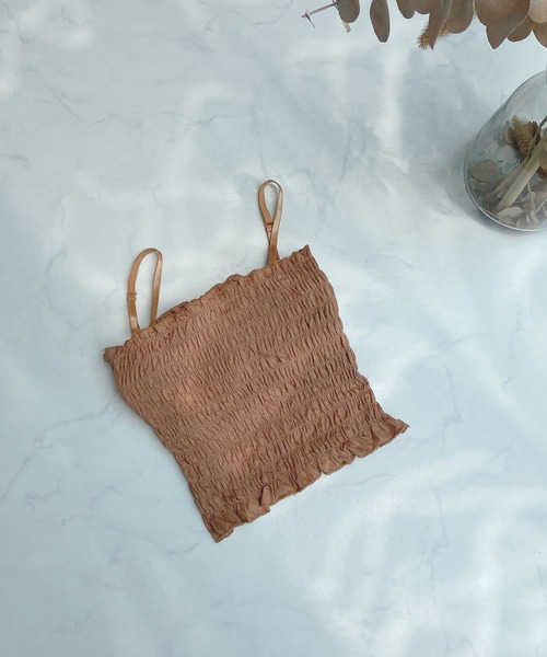 AS KNOW AS plus（アズノゥアズプラス）の「●カップ付シャーリングキャミソール（キャミソール・レディース・ブラック/ブラウン/グレー/オフホワイト/カーキ・FREE）」の13枚目の写真