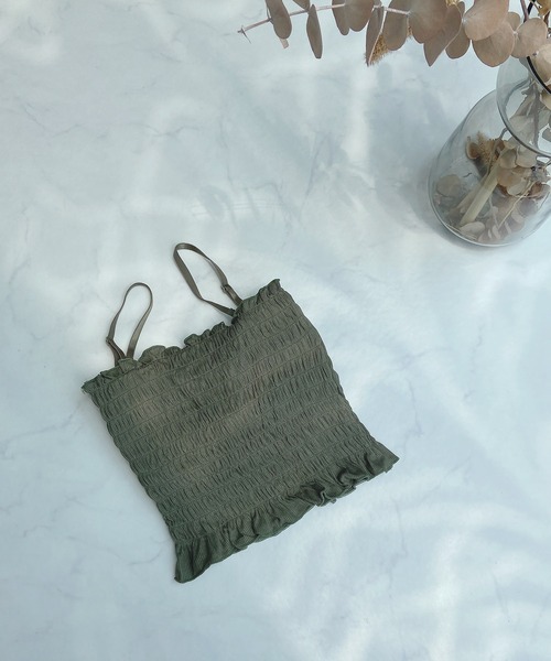 AS KNOW AS plus（アズノゥアズプラス）の「●カップ付シャーリングキャミソール（キャミソール・レディース・ブラック/ブラウン/グレー/オフホワイト/カーキ・FREE）」の8枚目の写真