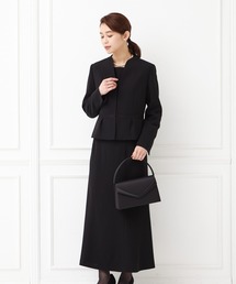 AIMER（エメ）の「【WEB限定・喪服セット】ソフトスタンドネックジャケット・ブラウス・マメイドスカートアンサンブル×ブラックフォーマルバッグ2点セット（スーツスカート・レディース）」