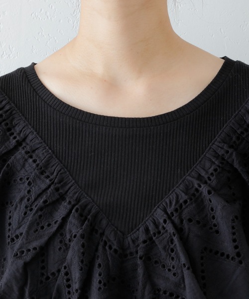 CIAOPANIC TYPY(チャオパニックティピー)の「パッチワークレースノースリーブデザイントップス(Tシャツ/カットソー・レディース・ホワイト/ブラック/ブルー・ONE SIZE)」の9枚目の写真