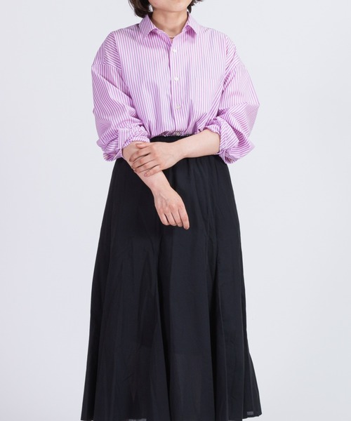 BRICK & SONS（ブリックアンドサンズ）の「リラックスバックプリーツシャツ＜パープルストライプ＞（シャツ/ブラウス・メンズ・パープル・LL/S/M/L）」の5枚目の写真