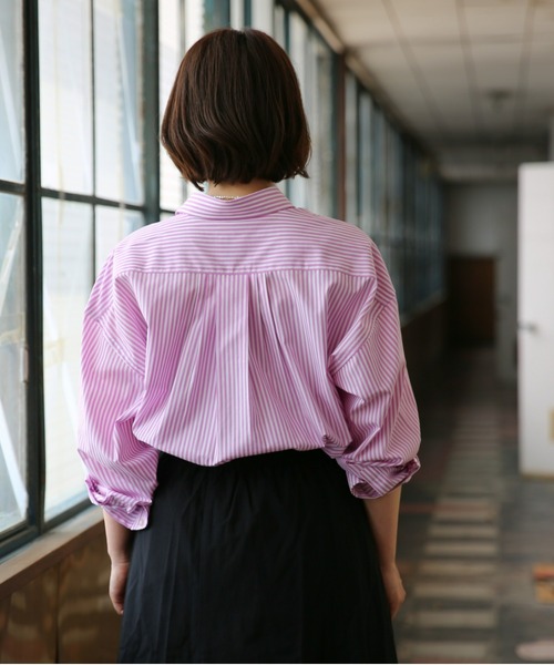 BRICK & SONS（ブリックアンドサンズ）の「リラックスバックプリーツシャツ＜パープルストライプ＞（シャツ/ブラウス・メンズ・パープル・LL/S/M/L）」の8枚目の写真