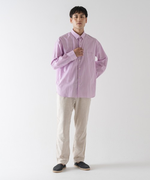 BRICK & SONS（ブリックアンドサンズ）の「リラックスバックプリーツシャツ＜パープルストライプ＞（シャツ/ブラウス・メンズ・パープル・LL/S/M/L）」の20枚目の写真