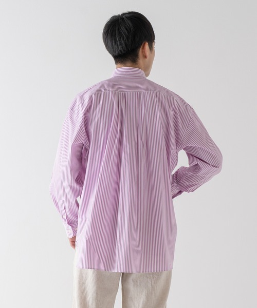 BRICK & SONS（ブリックアンドサンズ）の「リラックスバックプリーツシャツ＜パープルストライプ＞（シャツ/ブラウス・メンズ・パープル・LL/S/M/L）」の18枚目の写真