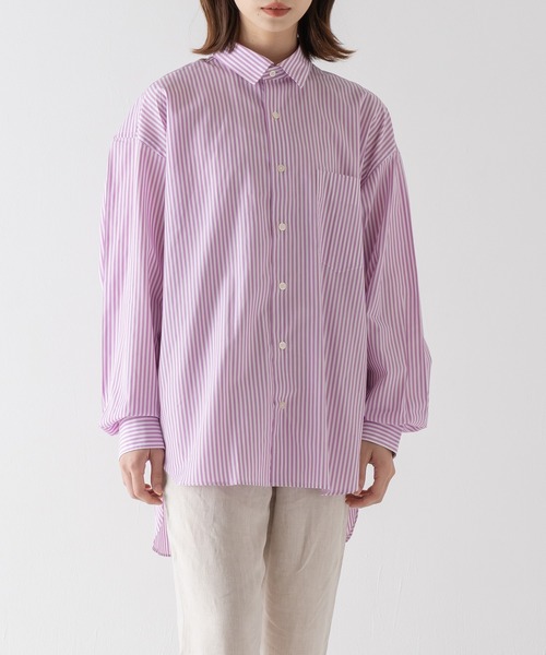 BRICK & SONS（ブリックアンドサンズ）の「リラックスバックプリーツシャツ＜パープルストライプ＞（シャツ/ブラウス・メンズ・パープル・LL/S/M/L）」の17枚目の写真