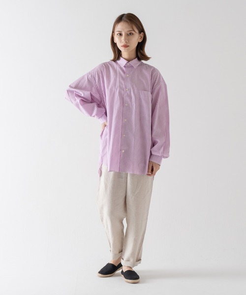 BRICK & SONS（ブリックアンドサンズ）の「リラックスバックプリーツシャツ＜パープルストライプ＞（シャツ/ブラウス・メンズ・パープル・LL/S/M/L）」の16枚目の写真