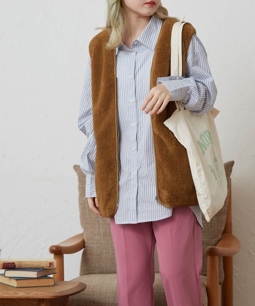 WEGO（ウィゴー）の「WEGO/ファーボアベスト（ベスト・レディース・ベージュ/キャメル・FREE）」の4枚目の写真