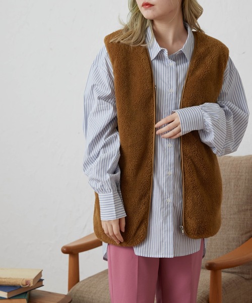 WEGO（ウィゴー）の「WEGO/ファーボアベスト（ベスト・レディース・ベージュ/キャメル・FREE）」の5枚目の写真