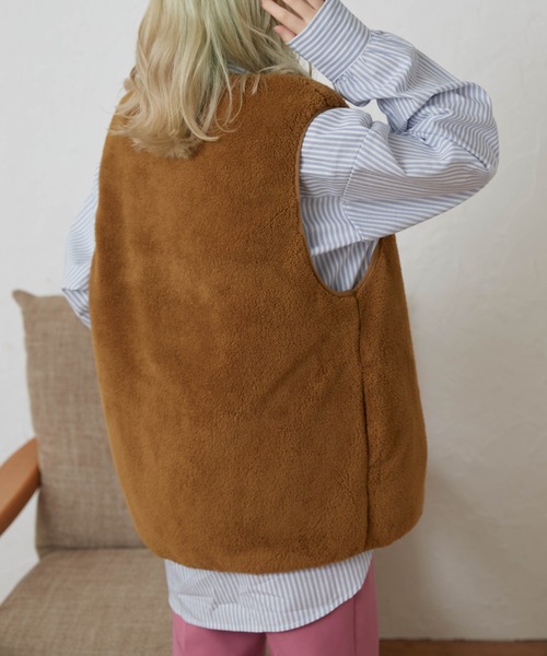 WEGO（ウィゴー）の「WEGO/ファーボアベスト（ベスト・レディース・ベージュ/キャメル・FREE）」の7枚目の写真
