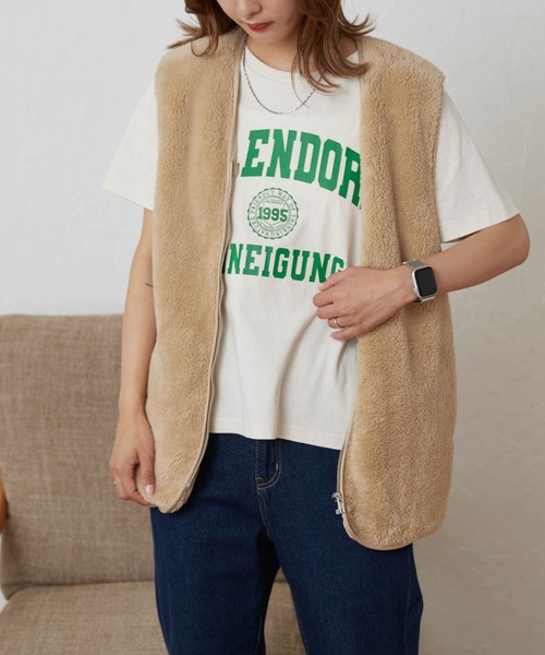 WEGO（ウィゴー）の「WEGO/ファーボアベスト（ベスト・レディース・ベージュ/キャメル・FREE）」の9枚目の写真