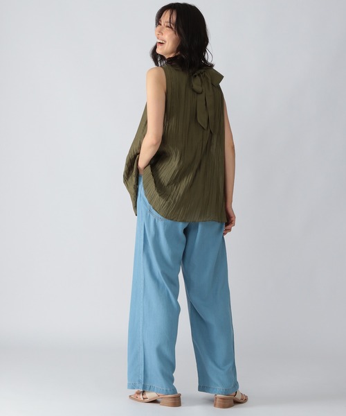 BARNYARDSTORM(バンヤードストーム)の「BARNYARDSTORM / バックリボンシアーブラウス(シャツ/ブラウス・レディース・ブラック/カーキ・FREE)」の5枚目の写真