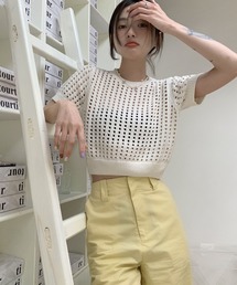 透かし編みクロップドサマーニット